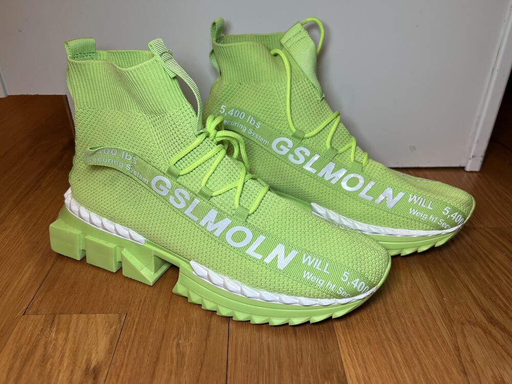 GSLMOLN High Top Shoes Mens Size 12 Green Mesh Sock Sneaker Athletic Casual